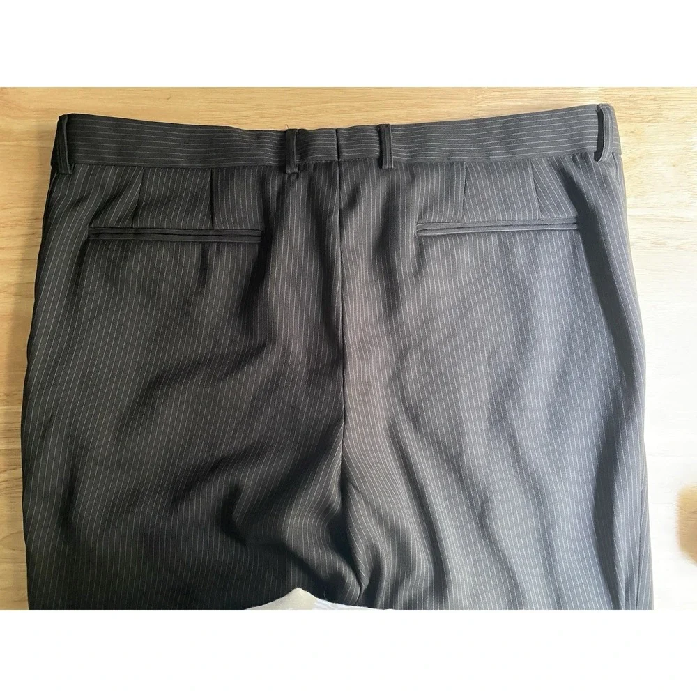 Jack Ashore Men's 39 Waist Suit Pants Black Pinstripe 27 Inch Inseam